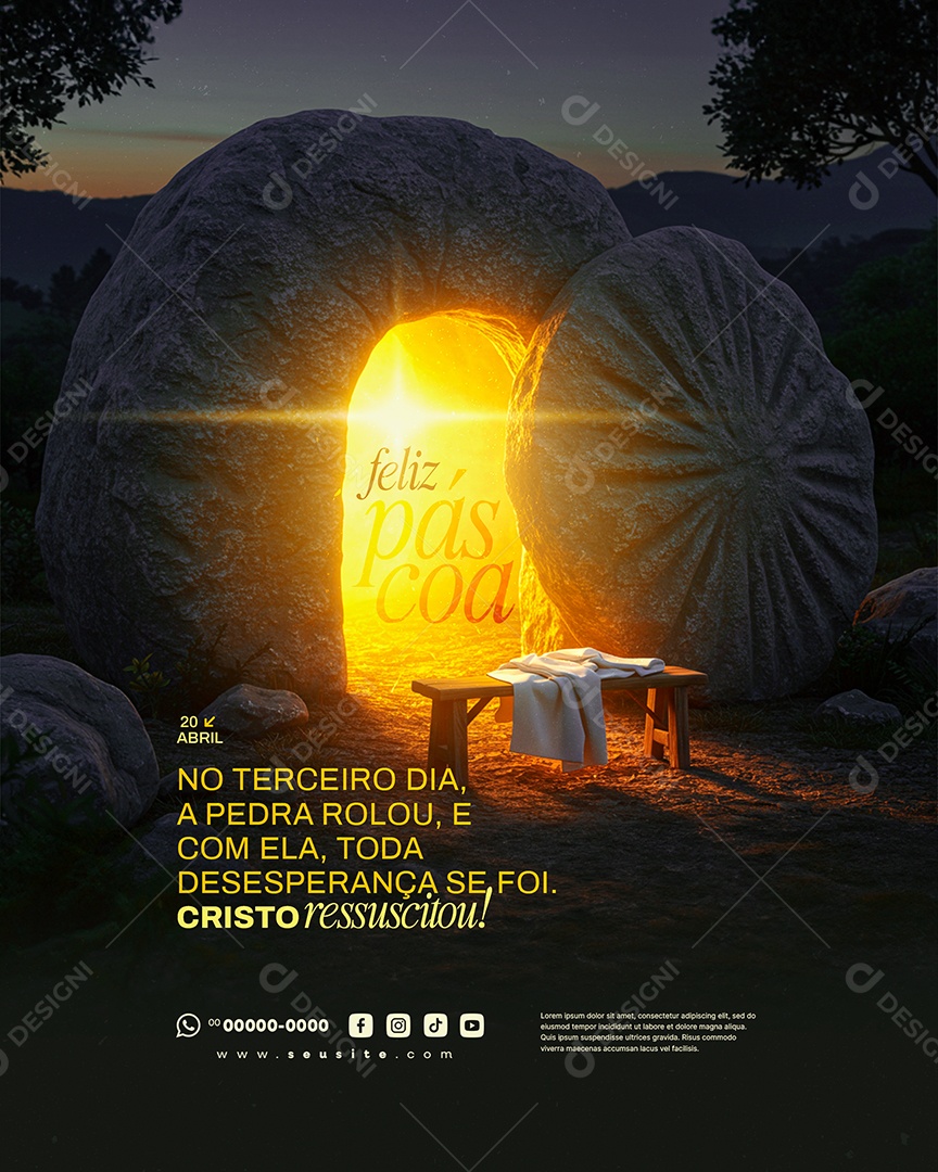 Feliz Páscoa 20 de Abril Social Media PSD Editável