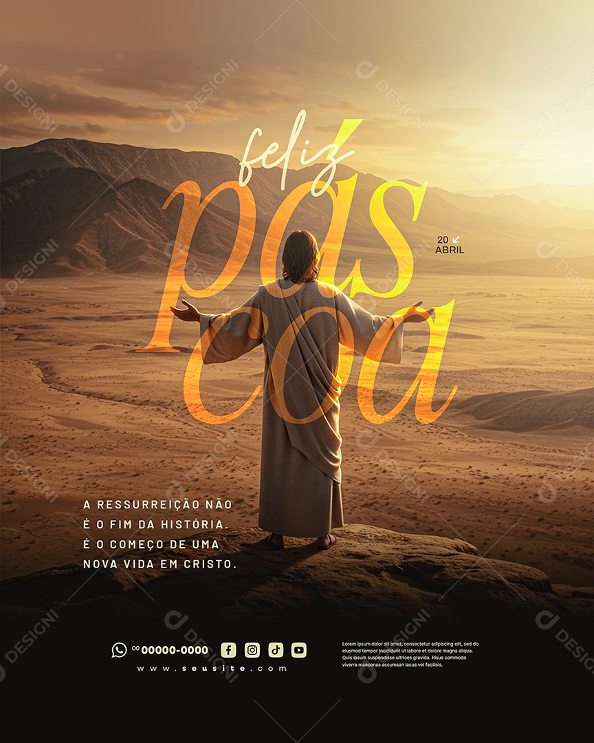 Feliz Páscoa 20 de Abril Social Media PSD Editável
