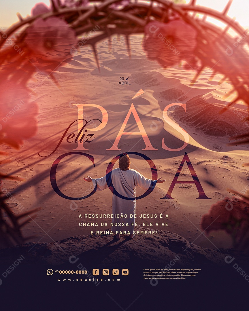 Feliz Páscoa 20 de Abril Social Media PSD Editável