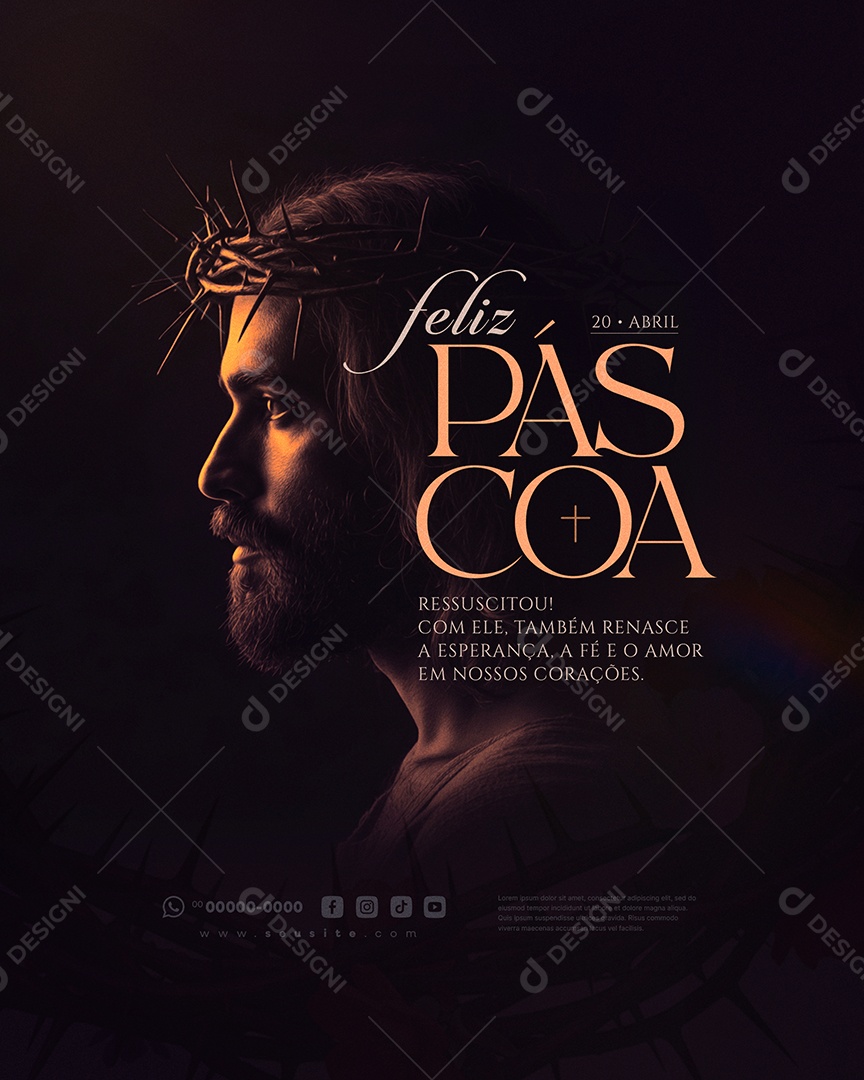 Feliz Páscoa 20 de Abril Social Media PSD Editável