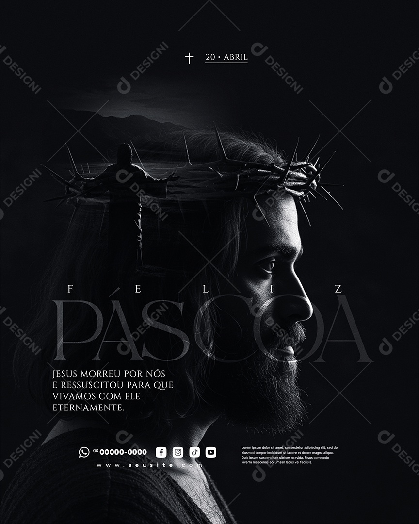 Feliz Páscoa 20 de Abril Social Media PSD Editável
