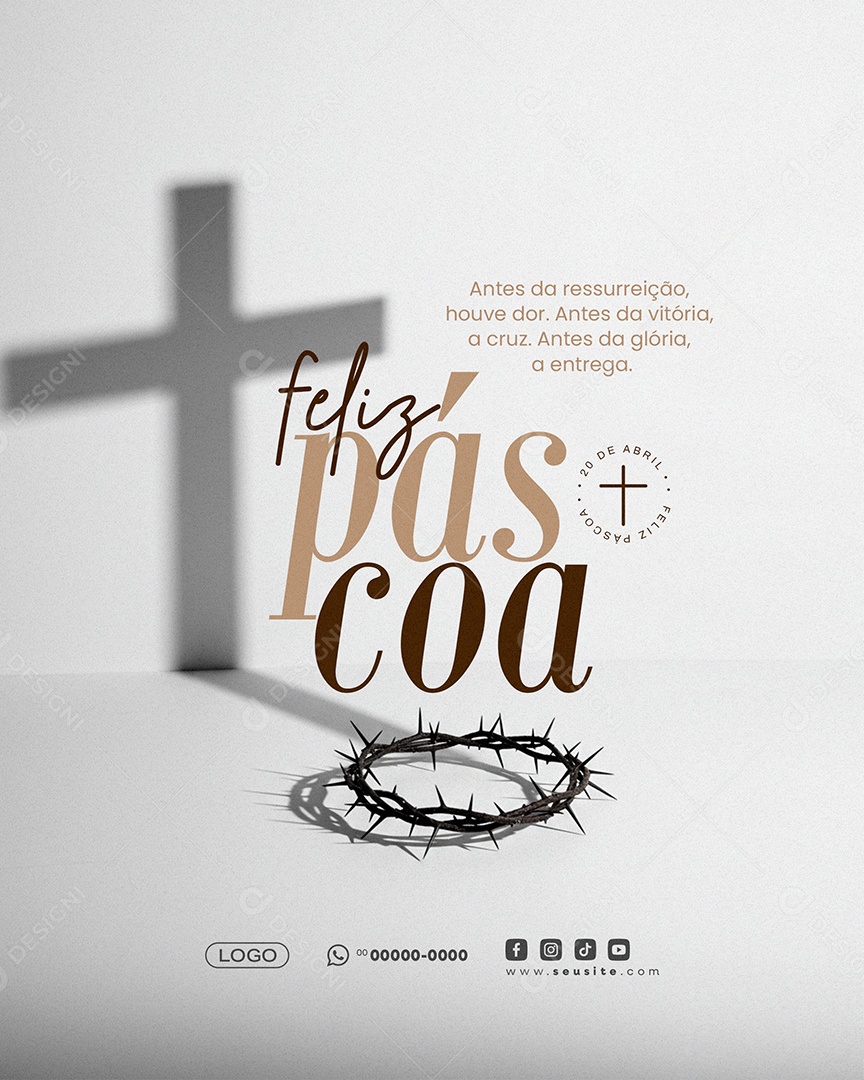 Feliz Páscoa 20 de Abril 2025 Social Media PSD Editável