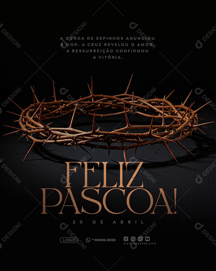 Feliz Páscoa 20 de Abril 2025 Social Media PSD Editável