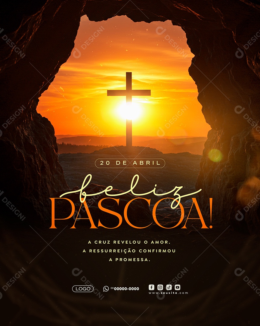 Feliz Páscoa 20 de Abril 2025 Social Media PSD Editável