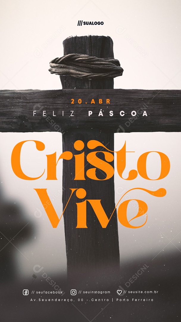 Story Feliz Páscoa 20 de Abril Cristo Vive Social Media PSD Editável