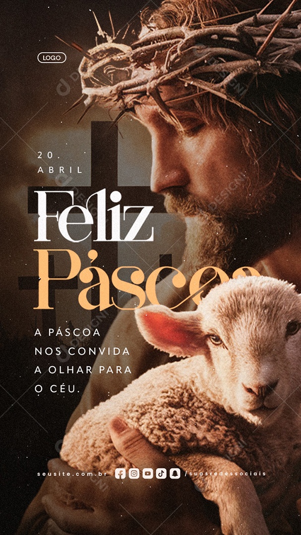 Story Feliz Páscoa 20 de Abril Social Media PSD Editável