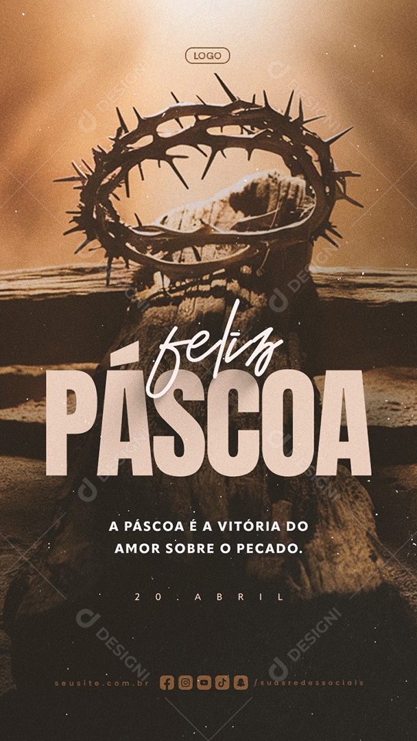 Story Feliz Páscoa 20 de Abril Social Media PSD Editável