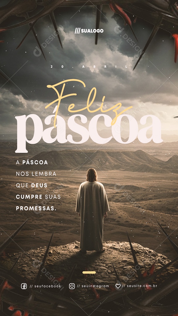Story Feliz Páscoa 20 de Abril Social Media PSD Editável