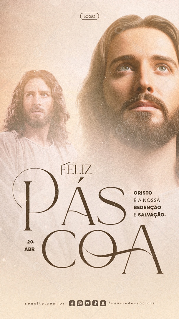 Story Feliz Páscoa 20 de Abril Cristo é a Nossa Redenção Social Media PSD Editável