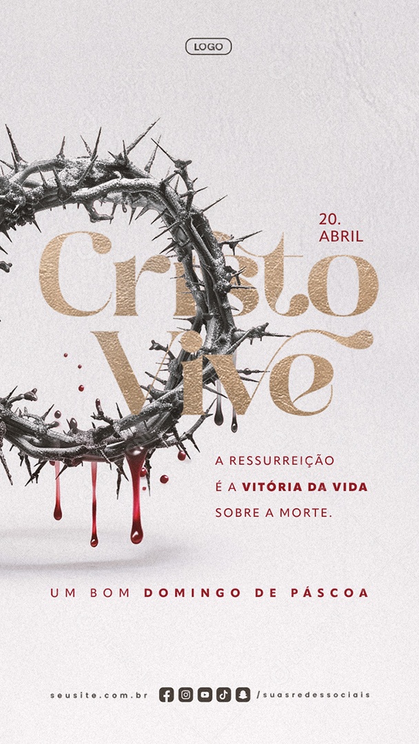 Story Feliz Páscoa 20 de Abril Cristo Vive Social Media PSD Editável