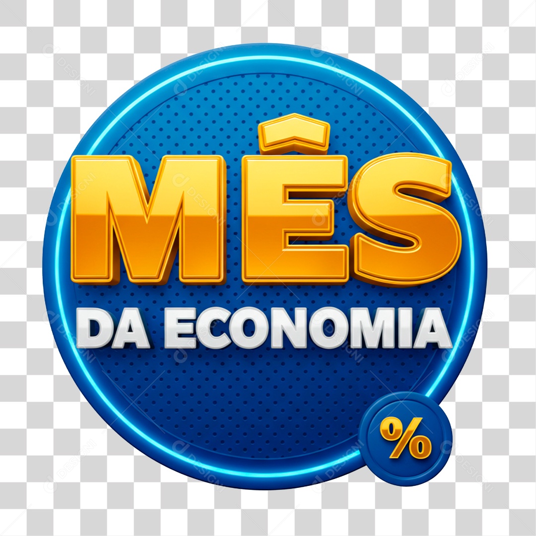 Selo 3D Mês da Economia PNG Transparente