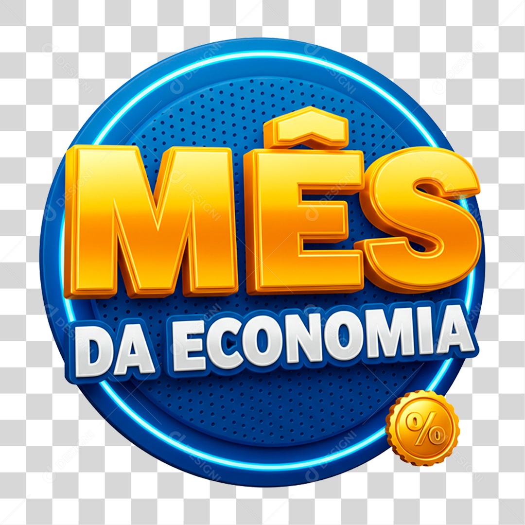 Selo 3D Mês da Economia PNG Transparente