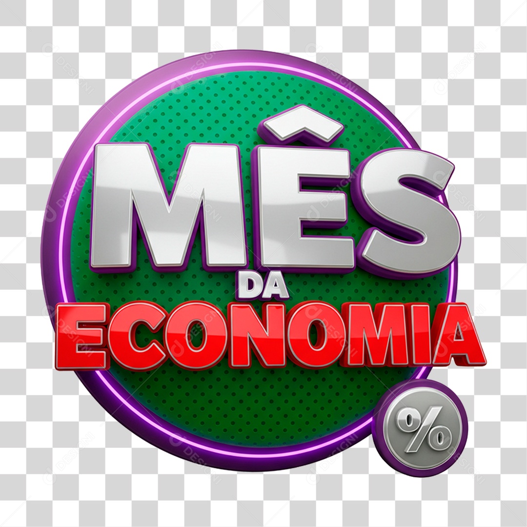 Selo 3D Mês da Economia PNG Transparente