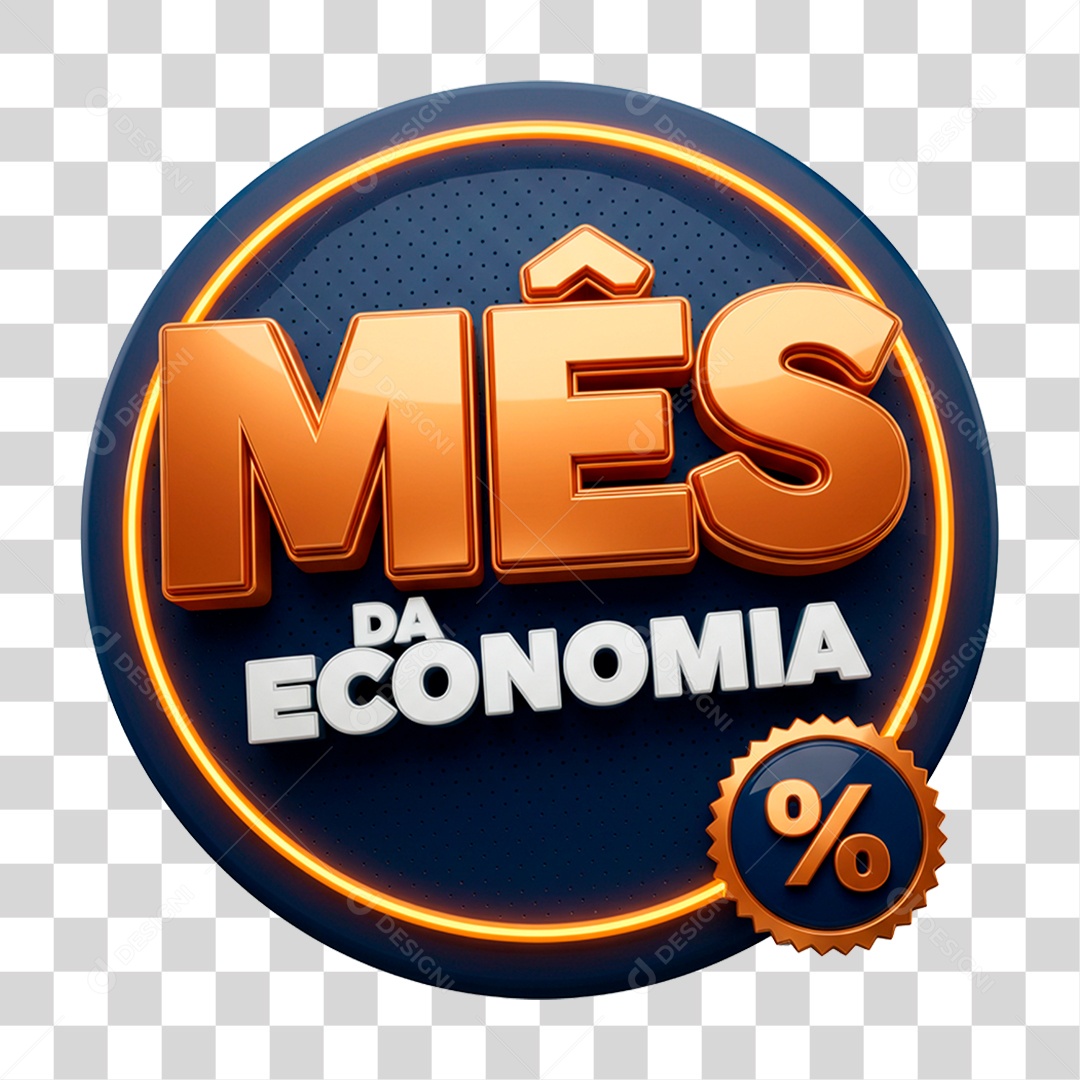 Selo 3D Mês da Economia PNG Transparente