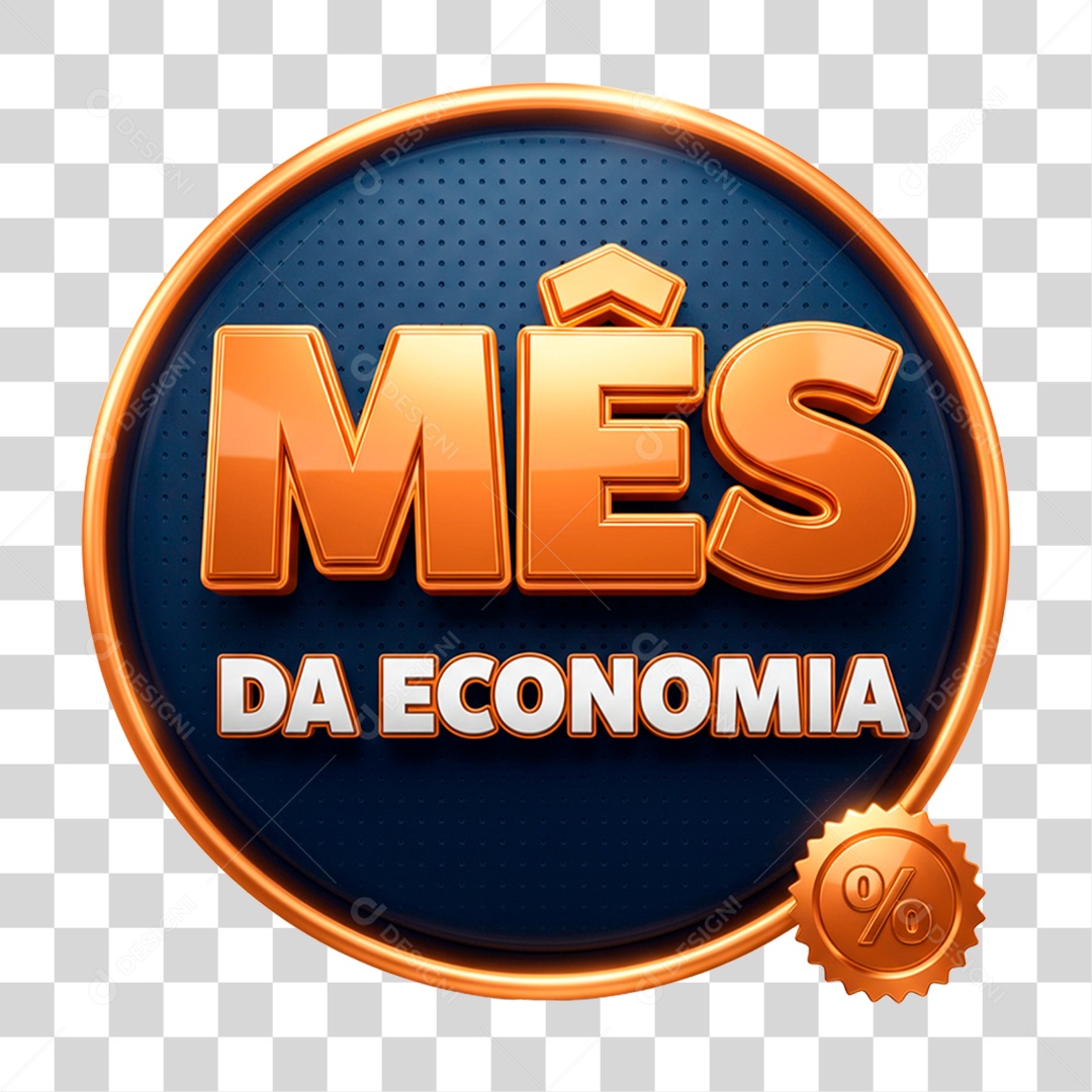 Selo 3D Mês da Economia PNG Transparente
