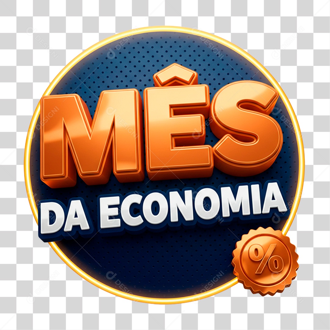 Selo 3D Mês da Economia PNG Transparente