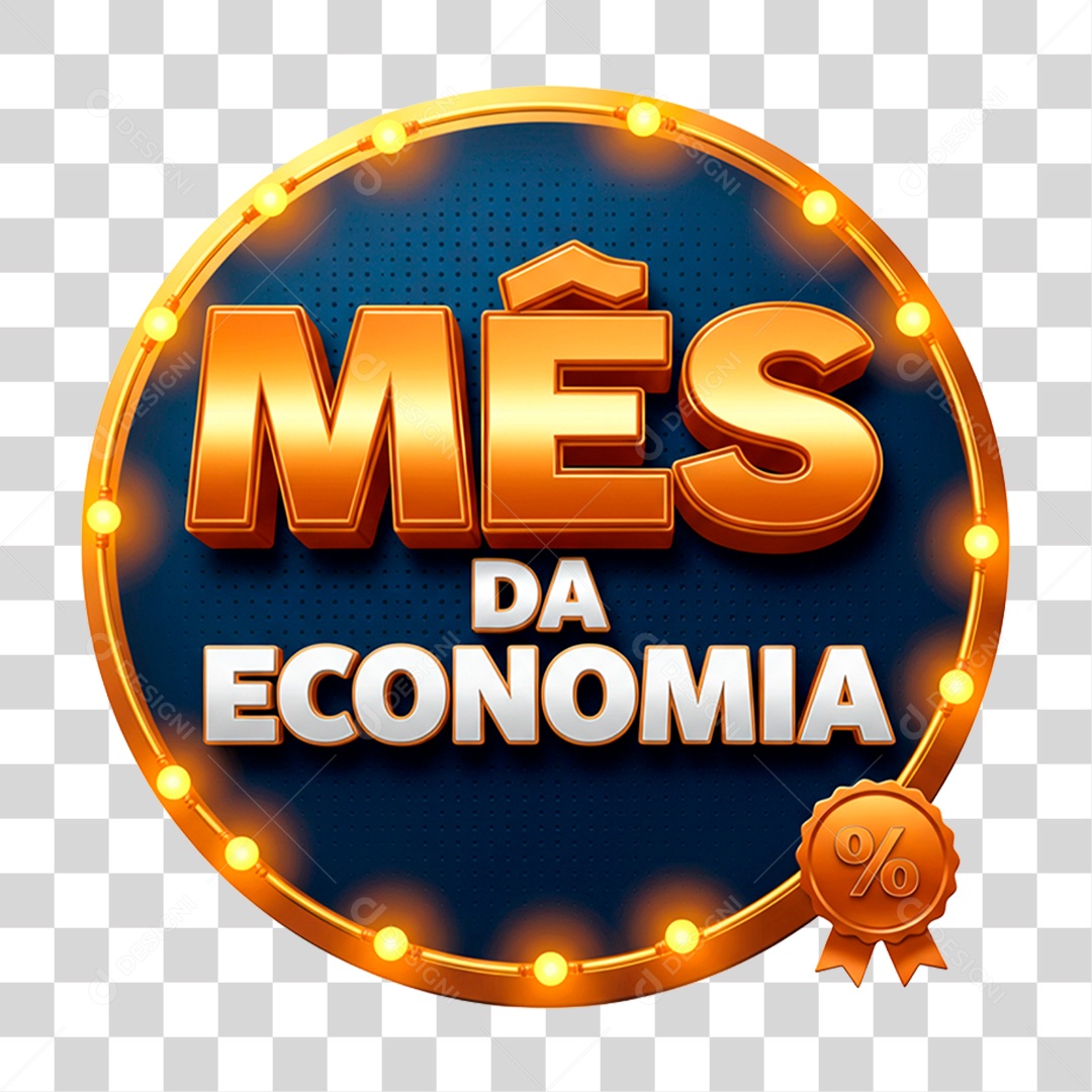 Selo 3D Mês da Economia PNG Transparente