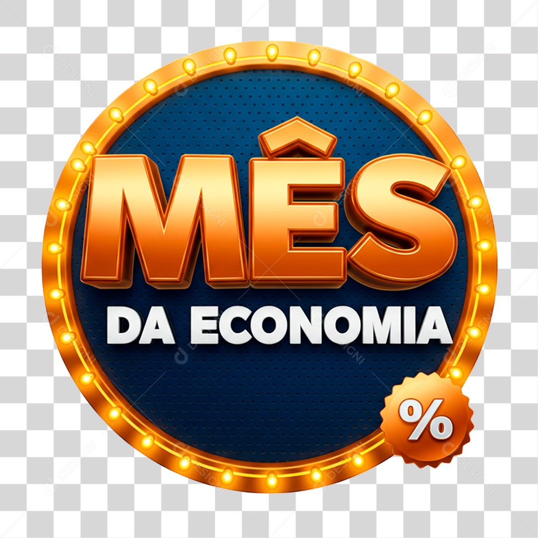 Selo 3D Mês da Economia PNG Transparente