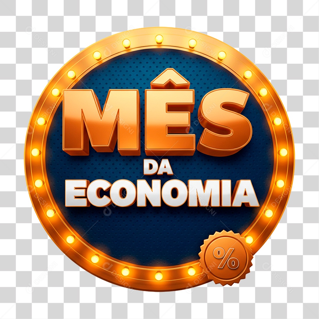 Selo 3D Mês da Economia PNG Transparente