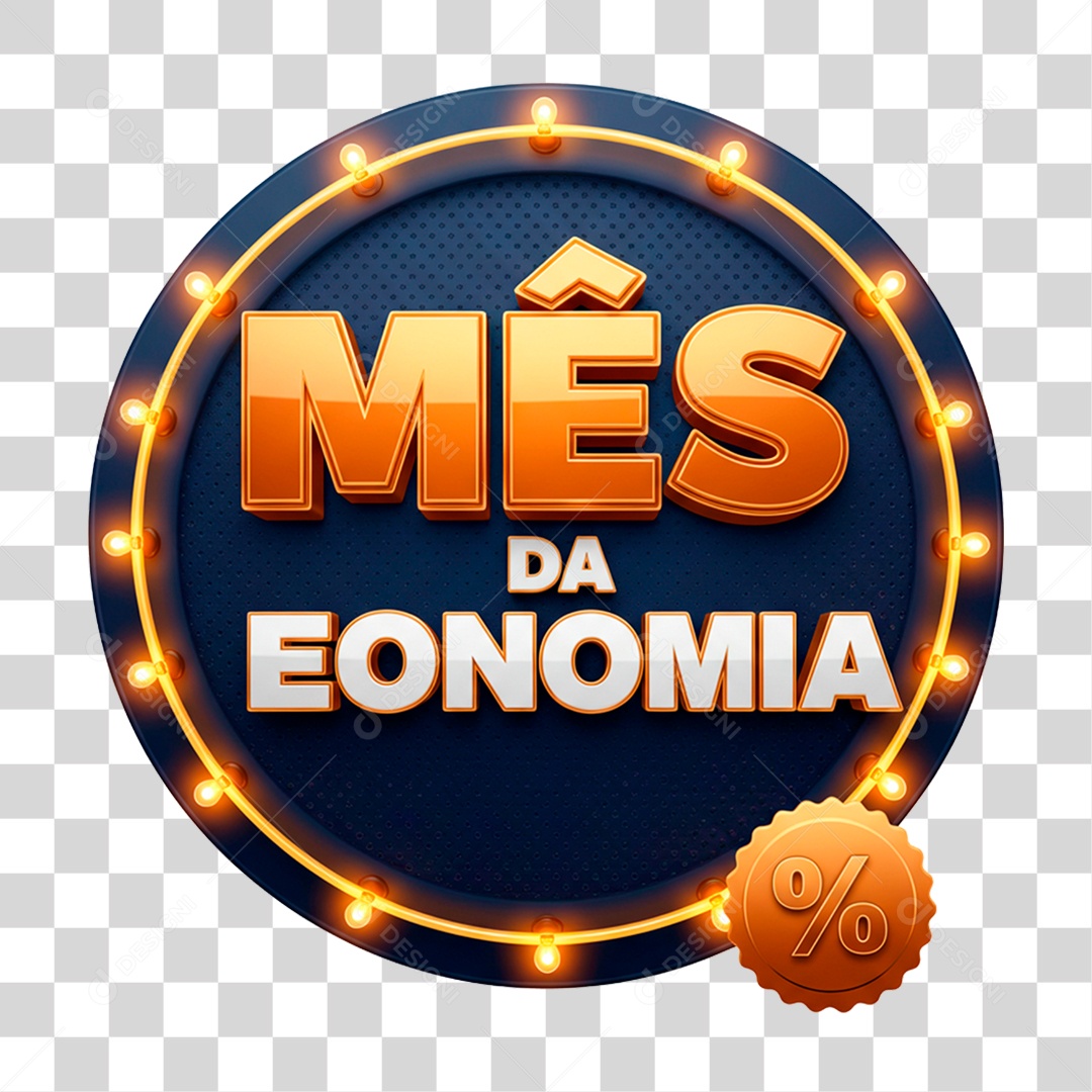 Selo 3D Mês da Economia PNG Transparente