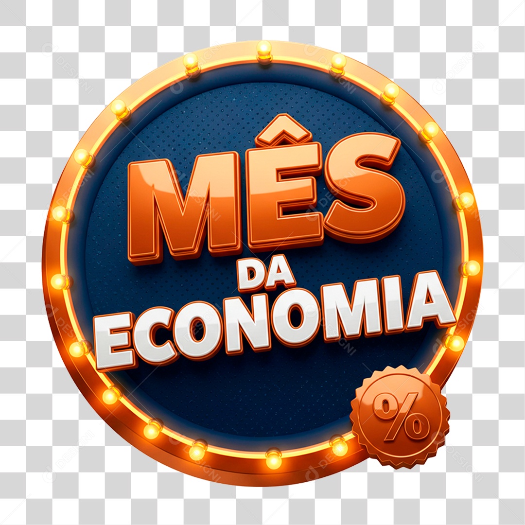 Selo 3D Mês da Economia PNG Transparente
