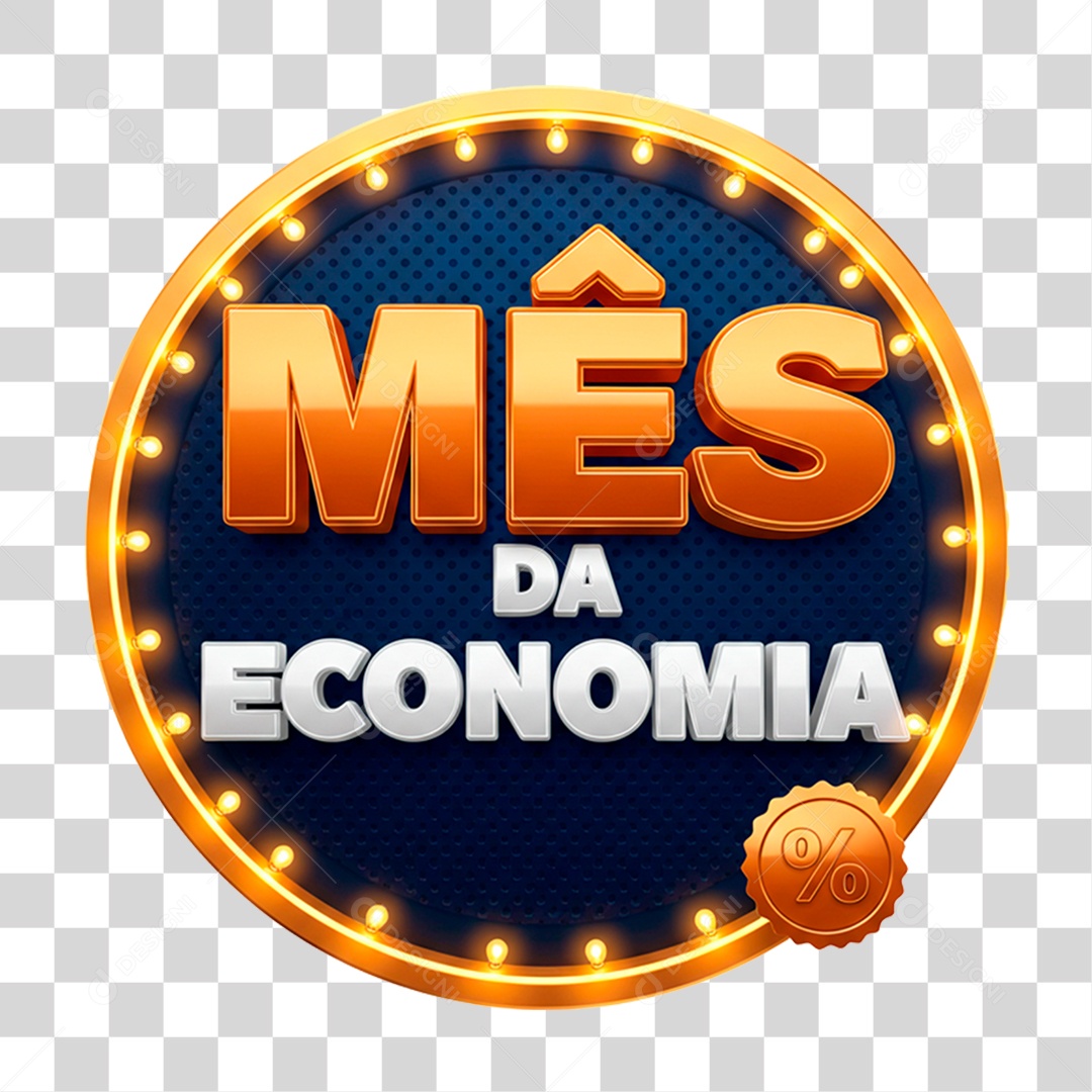 Selo 3D Mês da Economia PNG Transparente