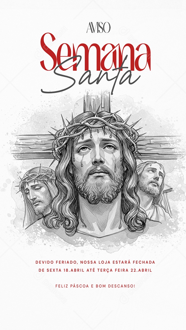 Semana Santa Horário de Funcionamento Social Media PSD Editável