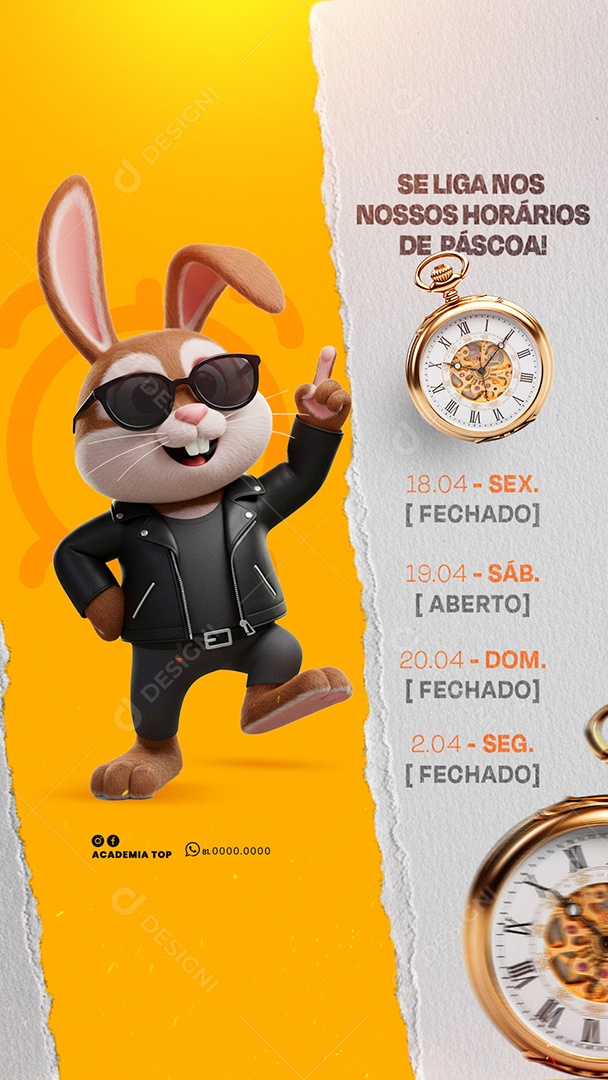 Story Aviso Horário de Páscoa Social Media PSD Editável