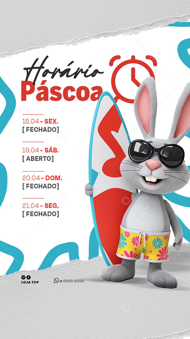 Story Aviso Horário de Páscoa Social Media PSD Editável