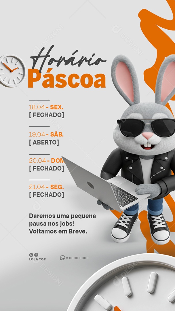 Story Aviso Horário de Páscoa Social Media PSD Editável