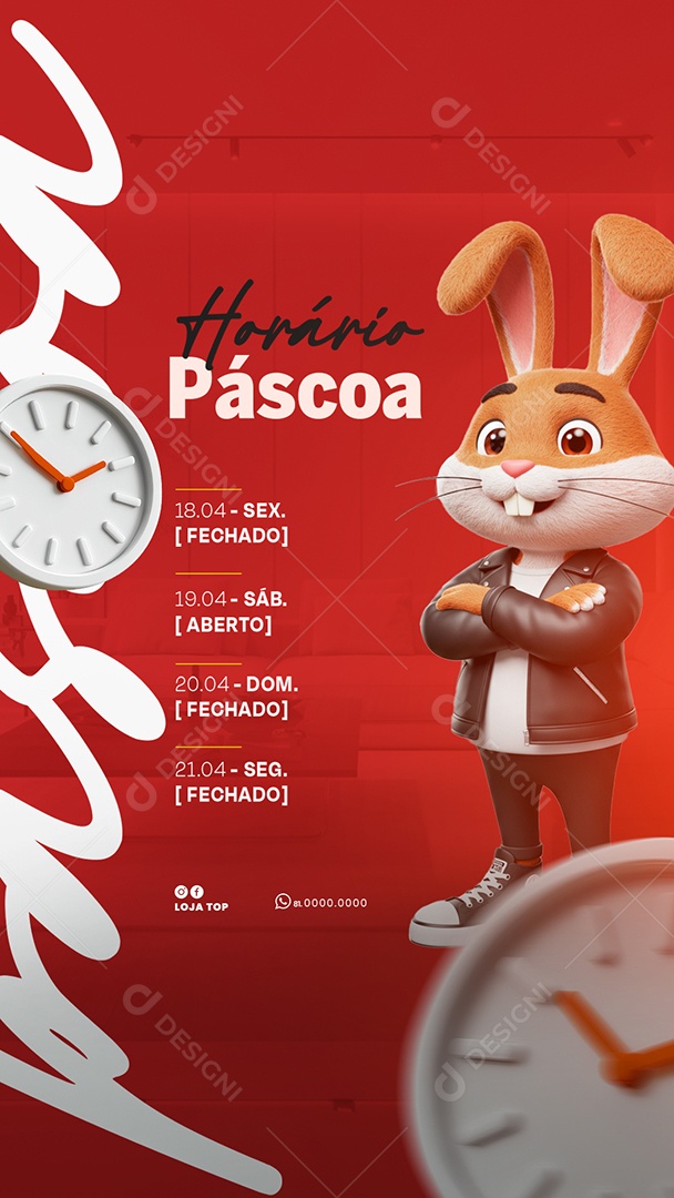 Story Aviso Horário de Páscoa Social Media PSD Editável