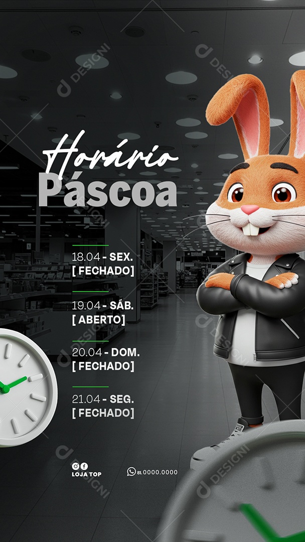 Story Aviso Horário de Páscoa Social Media PSD Editável