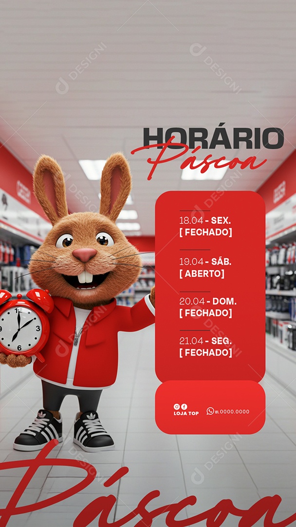 Story Aviso Horário de Páscoa Social Media PSD Editável