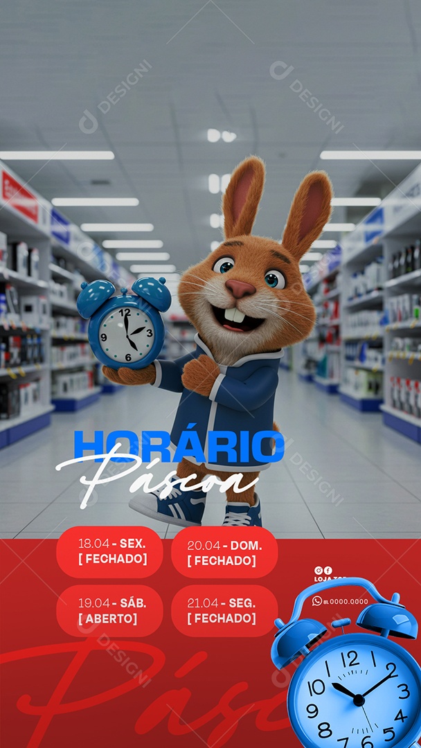 Story Aviso Horário de Páscoa Social Media PSD Editável