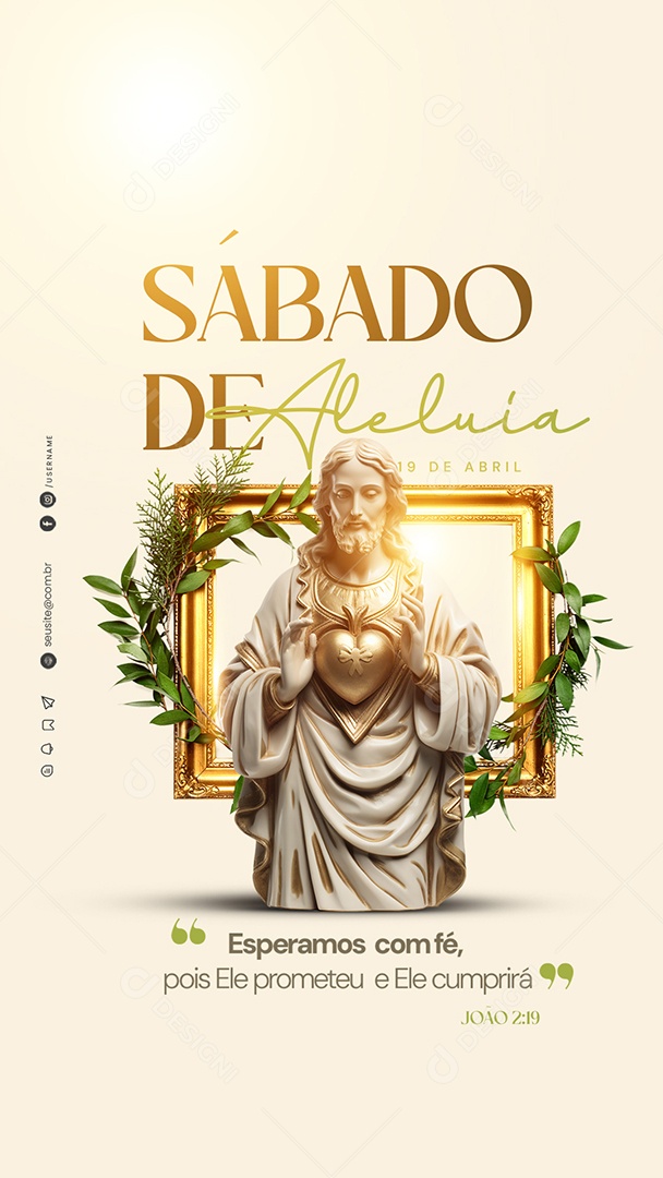Story Sábado de Aleluia 19 de Abril Social Media PSD Editável