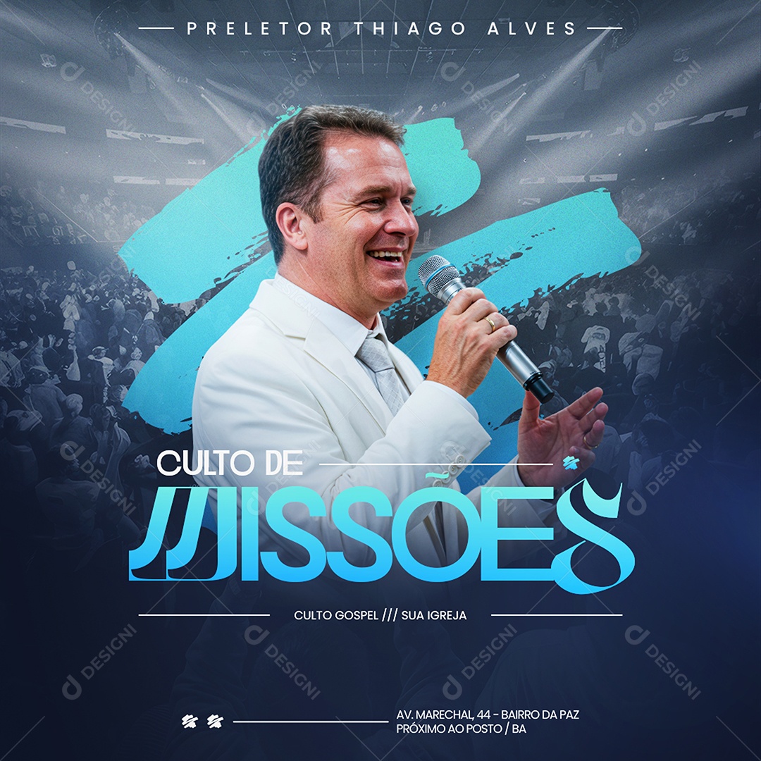 Feed Gospel Culto De Missões Social Media PSD Editável