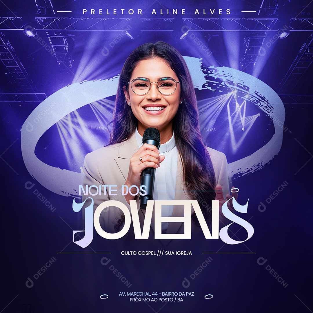 Feed Gospel Noite dos Jovens Social Media PSD Editável