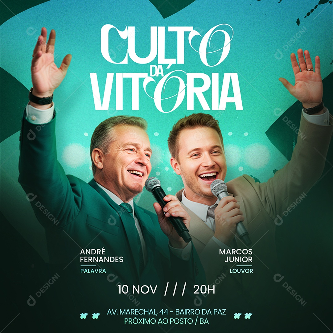 Feed Gospel Culto da Vitória Social Media PSD Editável