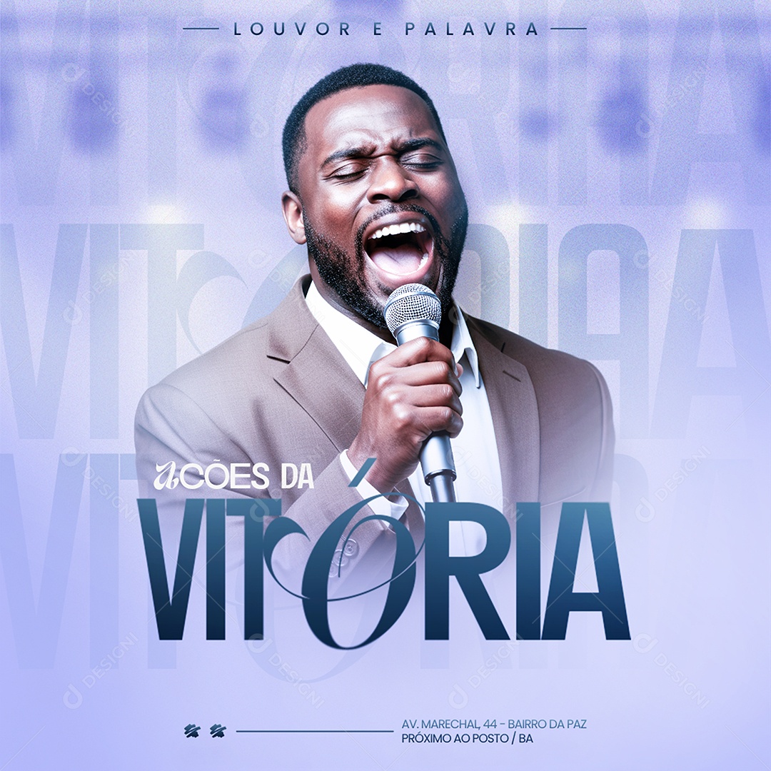 Feed Gospel Culto Ações da Vitória Social Media PSD Editável