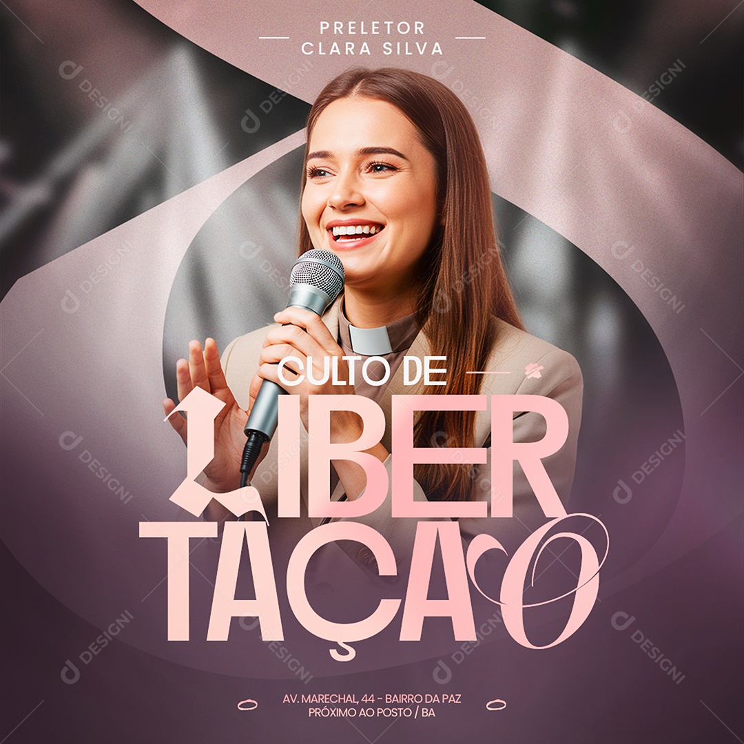 Feed Gospel Culto de Libertação Social Media PSD Editável