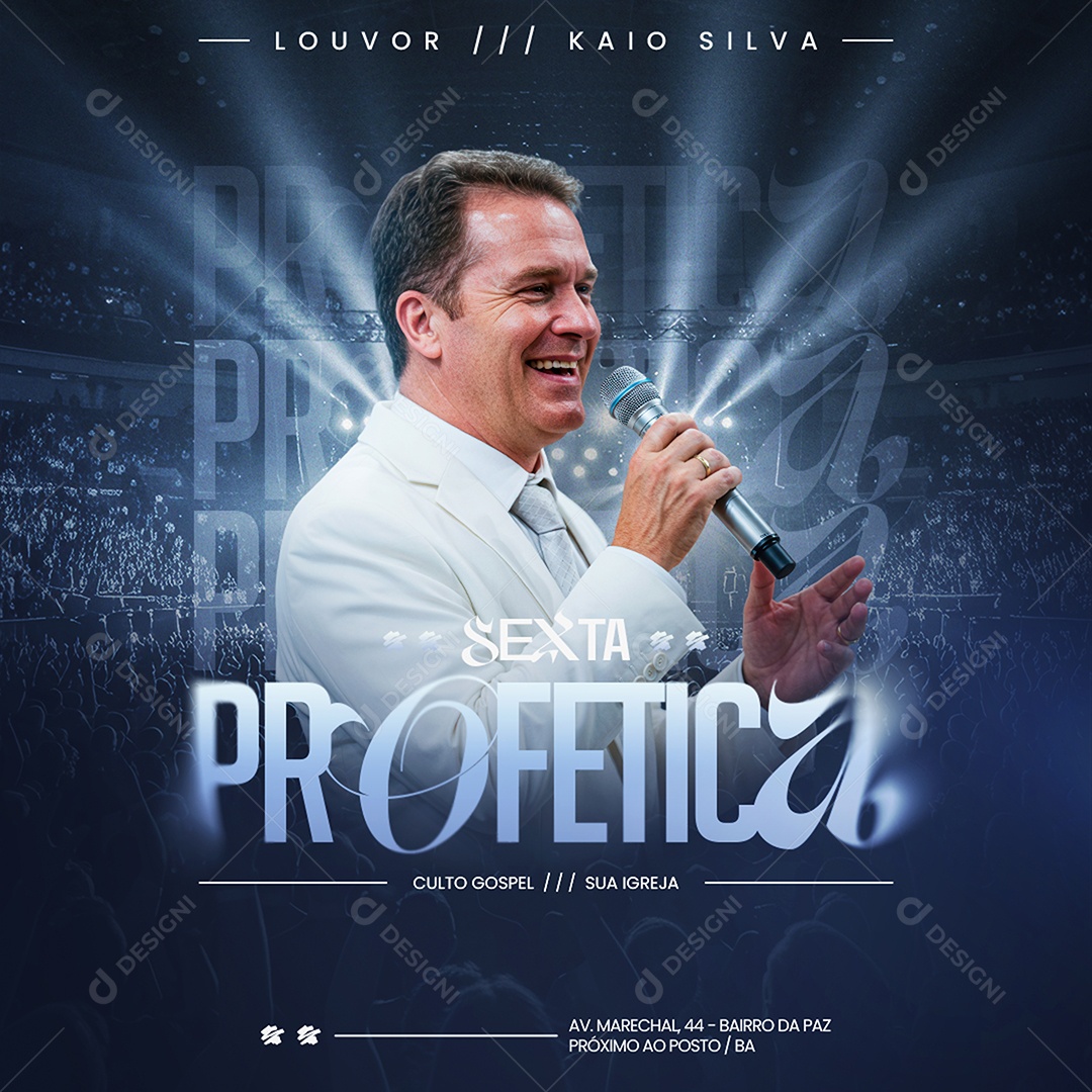 Feed Gospel Culto Sexta Profetica Social Media PSD Editável