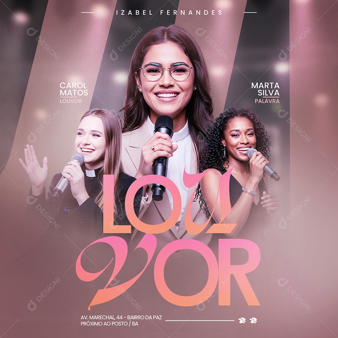 Feed Gospel Culto de Louvor Social Media PSD Editável