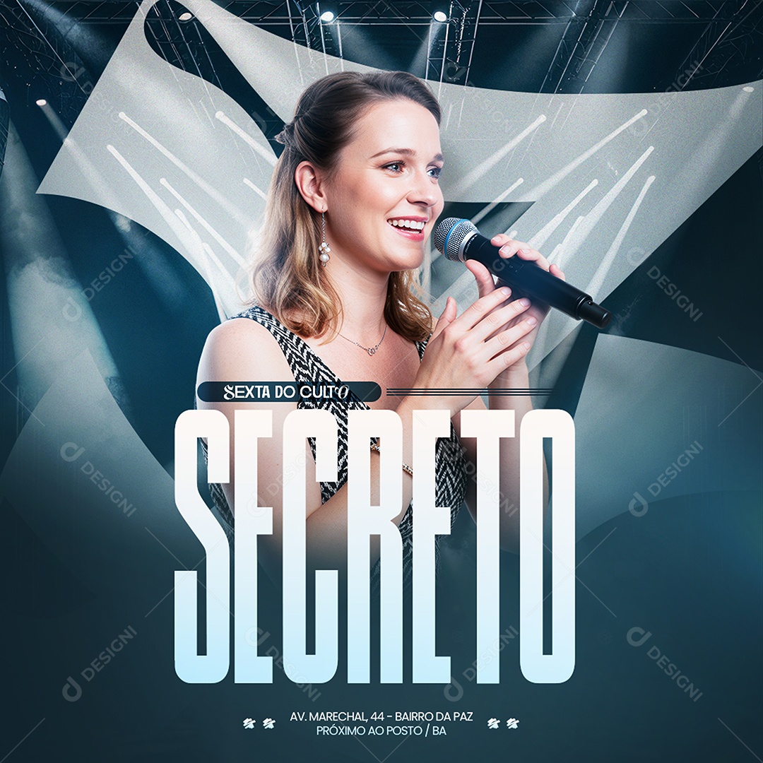 Feed Gospel Sexta do Culto Secreto Social Media PSD Editável