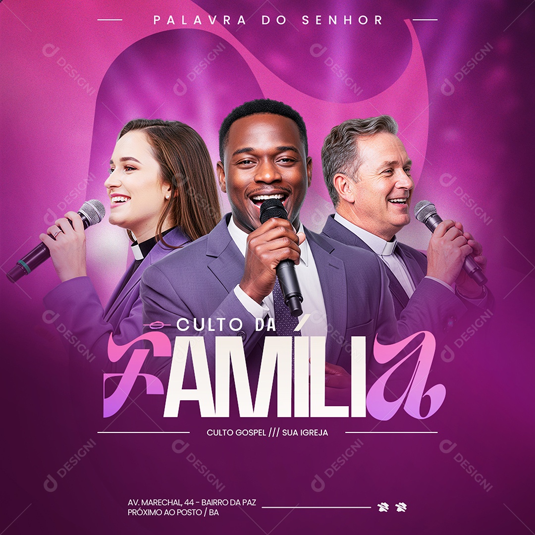 Feed Gospel Culto da Família Social Media PSD Editável