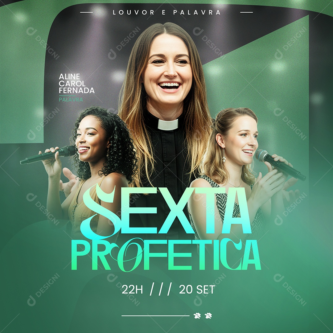 Feed Gospel Culto Sexta Profetica Social Media PSD Editável