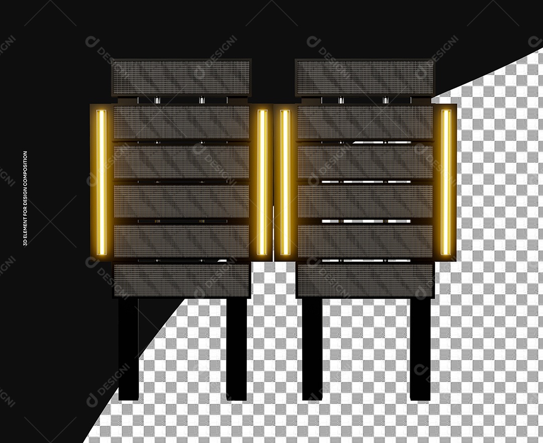 Elemento 3D Estrutura de Metal Para Composição PSD