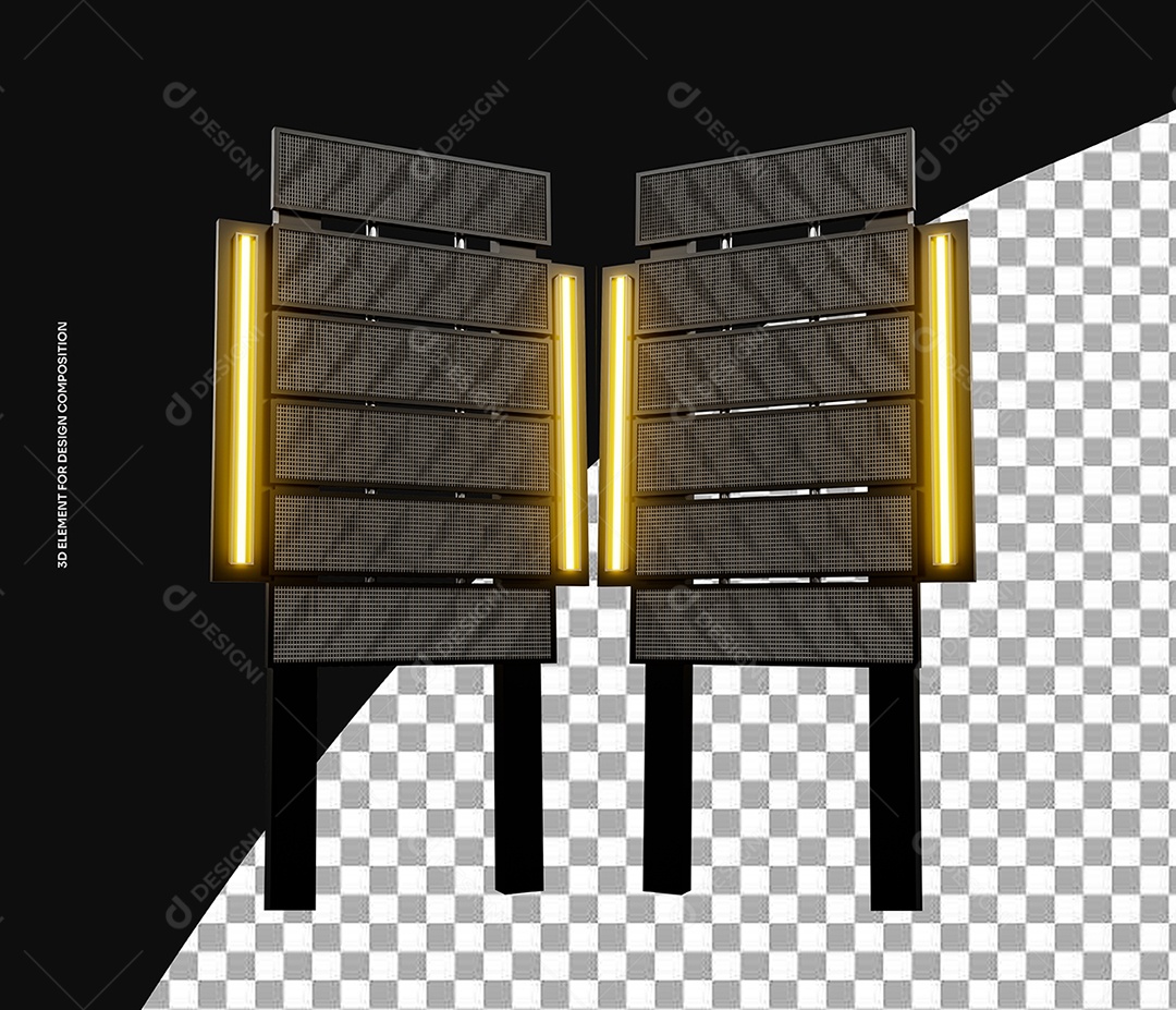 Elemento 3D Estrutura de Metal Para Composição PSD