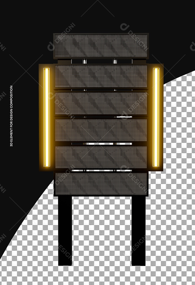 Elemento 3D Estrutura de Metal Para Composição PSD