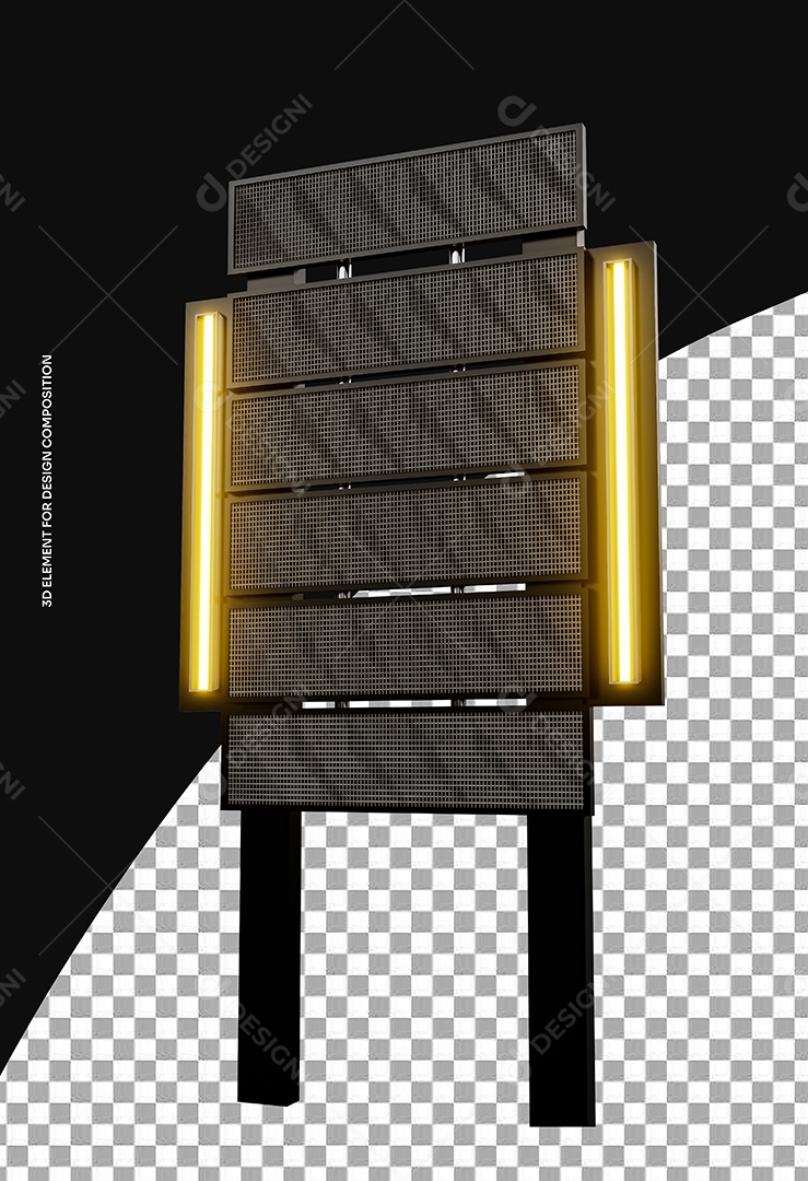 Elemento 3D Estrutura de Metal Para Composição PSD
