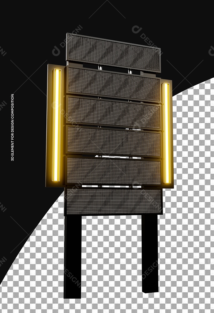 Elemento 3D Estrutura de Metal Para Composição PSD